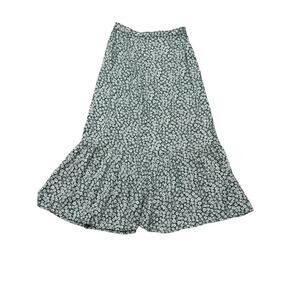 Abercrombie & Fitch Women's Green/White Floral Midi Side Slit Skirt - Size XS